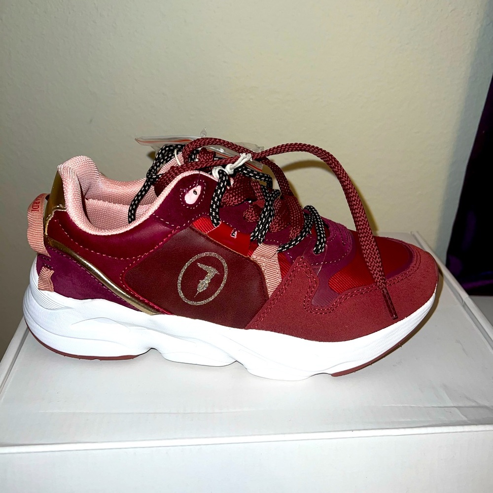 Women’s TRUSSARDI Suede Sneakers Burgundi shoes Sz EU38/7-7.5
